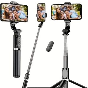 Black Selfie Stick Tripod with Bluetooth Remote